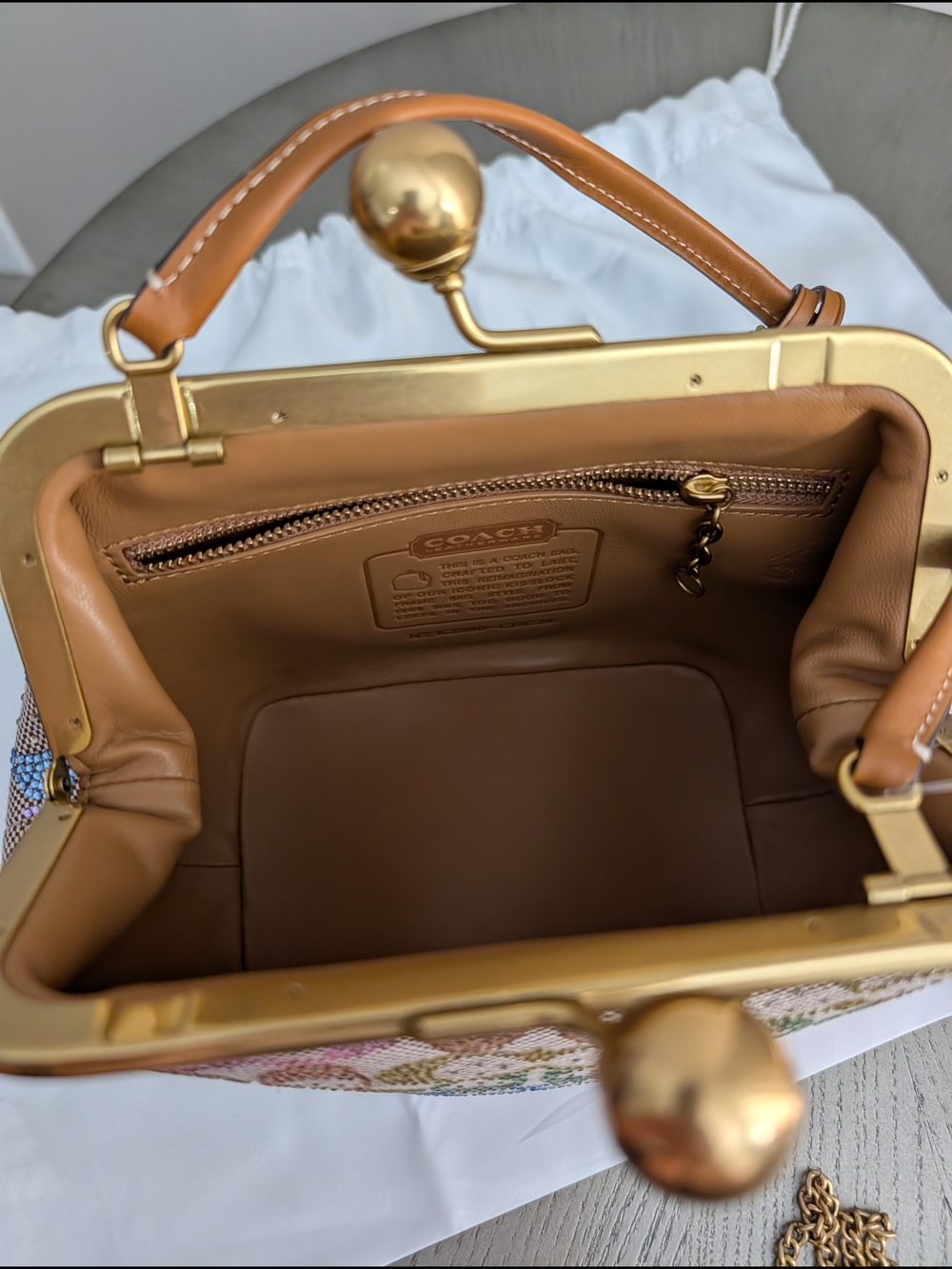 Coach Kisslock Frame Bag 16 in Crystal Signature Jacquard - Picture 7 of 9